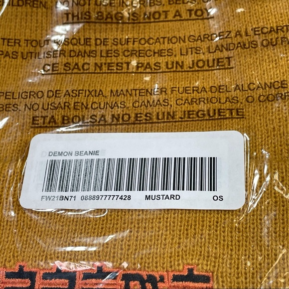 Supreme Mustard Color Demon Beanie Snow Cap Hat - Picture 6 of 6